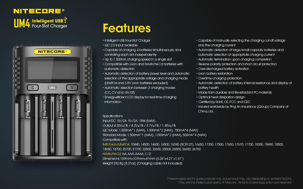 Nitecore UM4 Charger - Vaper Aid
