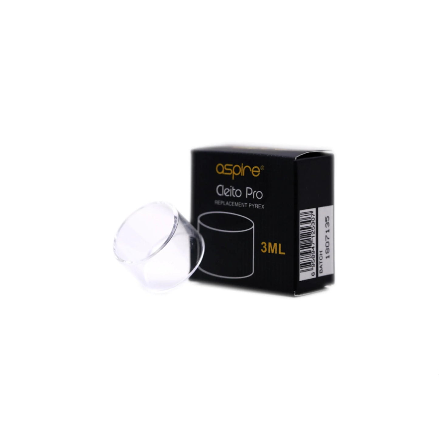 Aspire Cleito Pro 3ml replacement pyrex glass tube and black box packaging for vape tanks