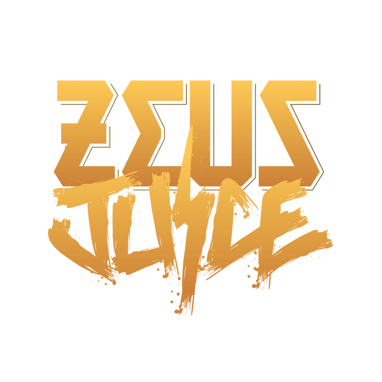 Zeus Juice logo in bold gold graffiti style, premium e-liquid branding image
