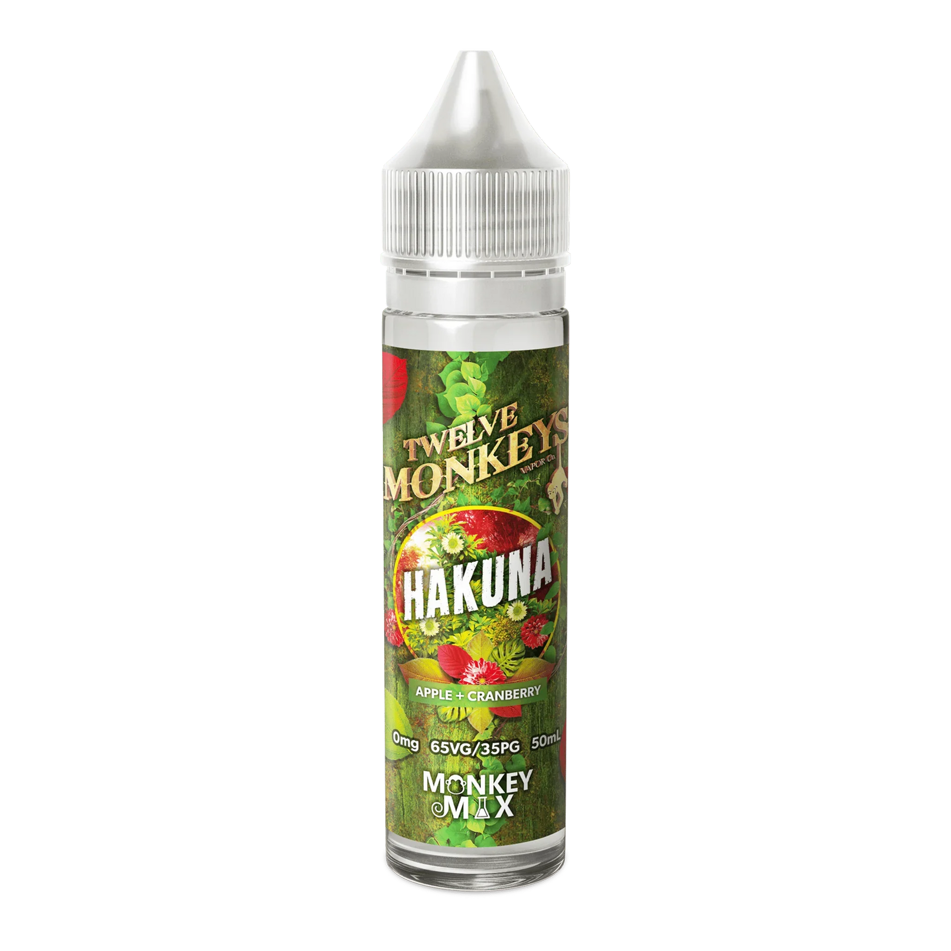 Hakuna apple cranberry e-liquid bottle 60mL with green and fruit-themed label design
