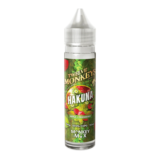 Hakuna apple cranberry e-liquid bottle 60mL with green and fruit-themed label design