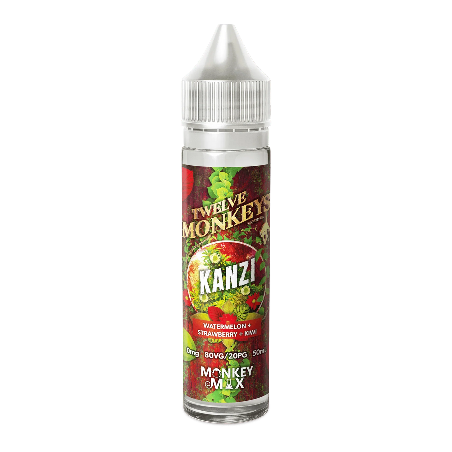 60mL vape juice bottle labeled Kanzi with watermelon, strawberry and kiwi flavor