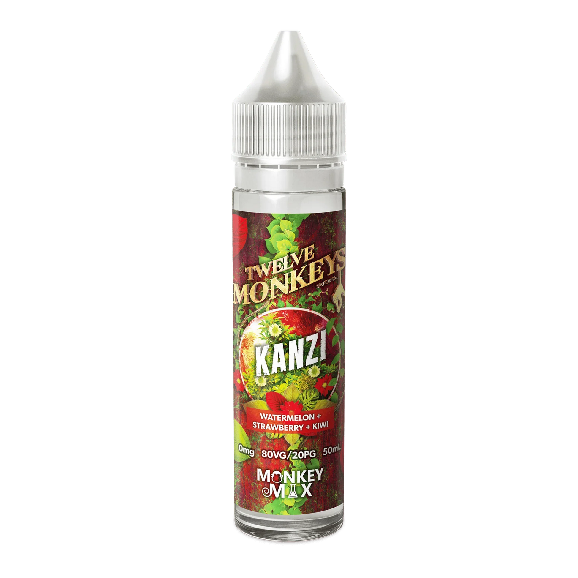 60mL vape juice bottle labeled Kanzi with watermelon, strawberry and kiwi flavor