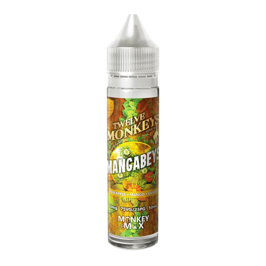 60ml Mangabeys e-liquid bottle with pineapple, mango, guava flavors for vaping