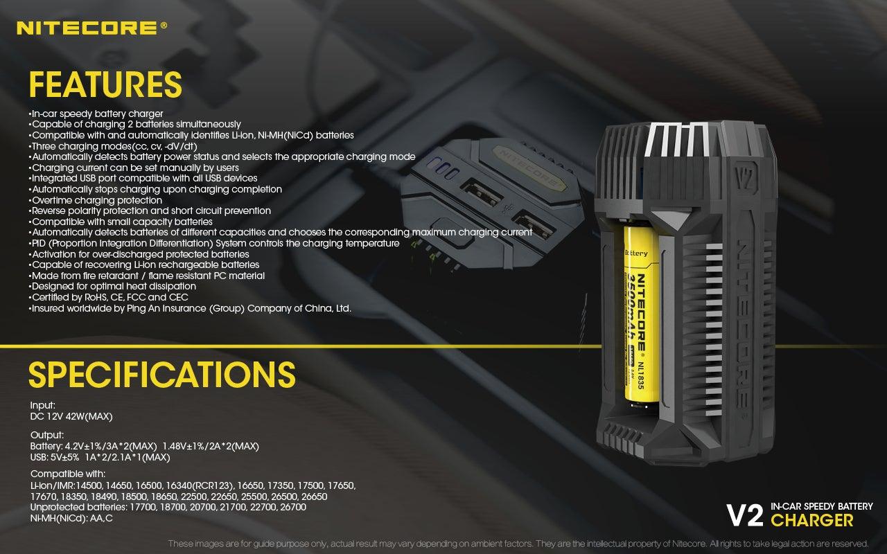 Nitecore V2 - Car Charger - Vaper Aid